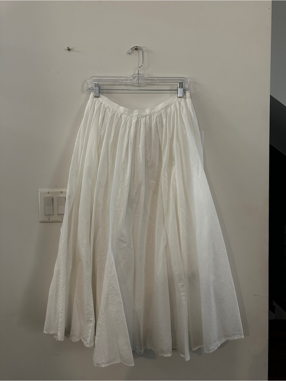 Zara White A-Line Full Midi Skirt